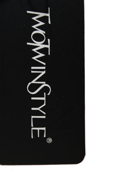 Two Twin Womens Black Collar Button Polyester Classic Blazer Long Sleeve Size S