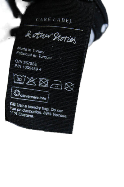 & Other Stories Women Shift Dress Black Polka Dot Long Sleeve High Neck Size S