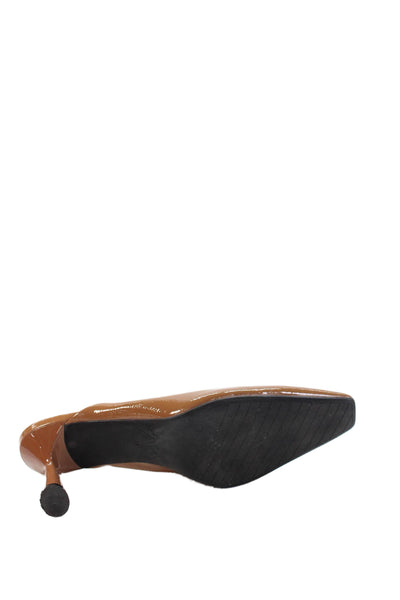Zara Womens Faux Leather Square Toe Mule Heels Light Brown Size EUR 38