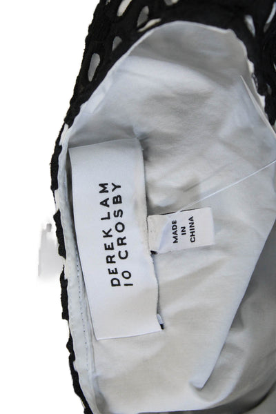 Derek Lam 10 Crosby Women Cropped Tank Black Geometric Cotton Round Neck Size 2