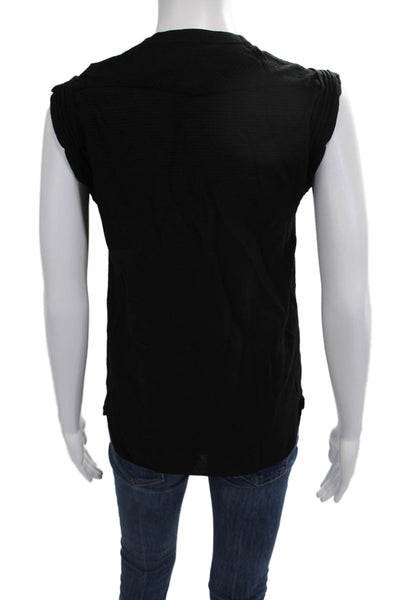 Sandro Womens Basic Sleeveless V-Neck Button-Up Black Size 1