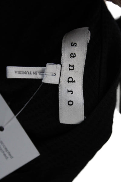 Sandro Womens Basic Sleeveless V-Neck Button-Up Black Size 1