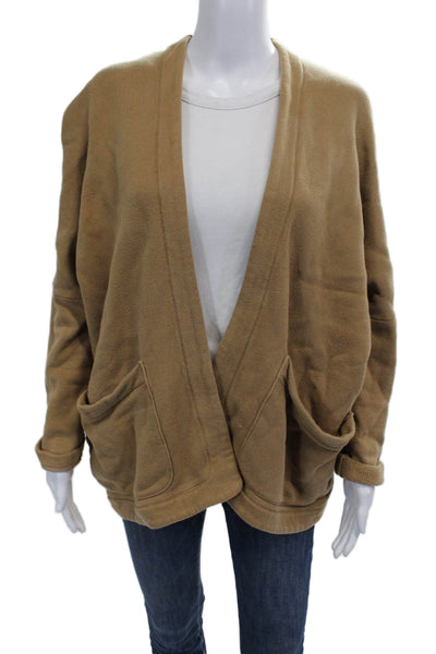 Maria + Cornejo Women Designer V-Neck Long Sleeve Coatigan Tan Size XS