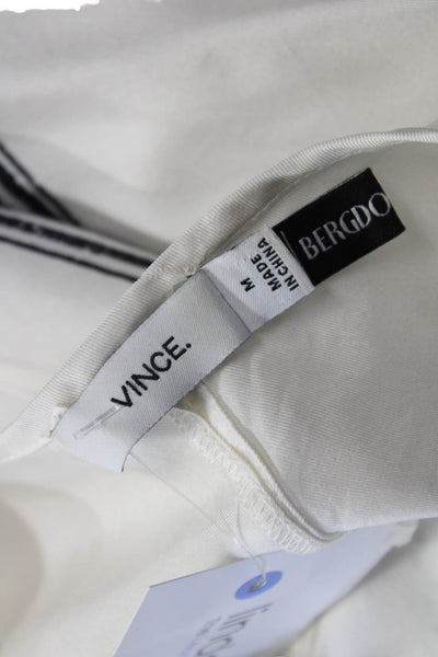 Vince Women Tunic Blouse Black Silk Geometric Short Sleeve Size M