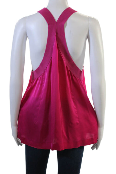 Theory Womens Pink Viscose Square Neck Sleeveless Tank Designer Size L