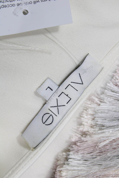 Alexis Womens Bohemian White Viscose Round Neck Short Sleeve Blouse Size L