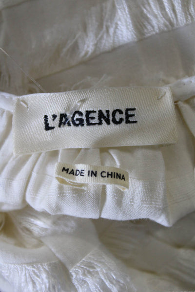 L Agence Women Bohemian White Rayon High Neck Sleeveless Tank Size L