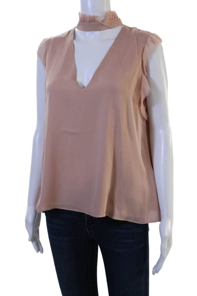 Alexis Women Bohemian Silk V-Neck Sleeveless Blouse Pink Size M