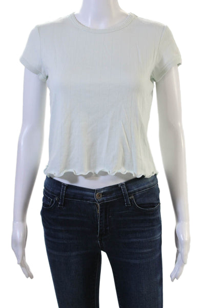 Skims Womens Cropped T-Shirt Light Blue Crewneck Short Sleeve Size XS