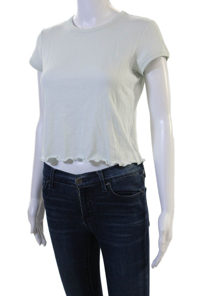 Skims Womens Cropped T-Shirt Light Blue Crewneck Short Sleeve Size XS