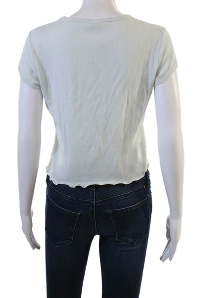Skims Womens Cropped T-Shirt Light Blue Crewneck Short Sleeve Size XS