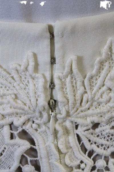 Elie Tahari Women A-Line Mini Skirt White Floral Cotton Knee Length Size 8