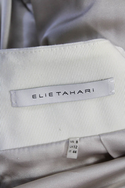Elie Tahari Women A-Line Mini Skirt White Floral Cotton Knee Length Size 8