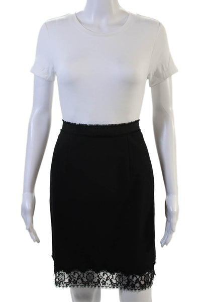 Rebecca Taylor Women Straight Pencil Skirt Black Wool Blend Size 8