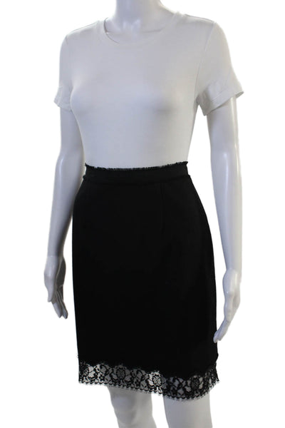 Rebecca Taylor Women Straight Pencil Skirt Black Wool Blend Size 8