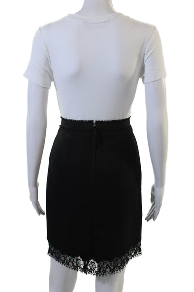 Rebecca Taylor Women Straight Pencil Skirt Black Wool Blend Size 8