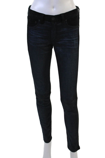 Rag & Bone Jean Women Skinny Jeans Black Mid Rise Button Size 27