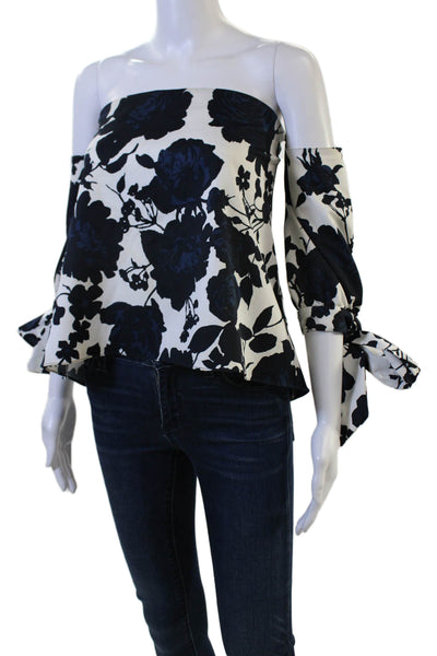 Sachin & Babi Women Black Floral 3/4 Sleeve Blouse Size 8