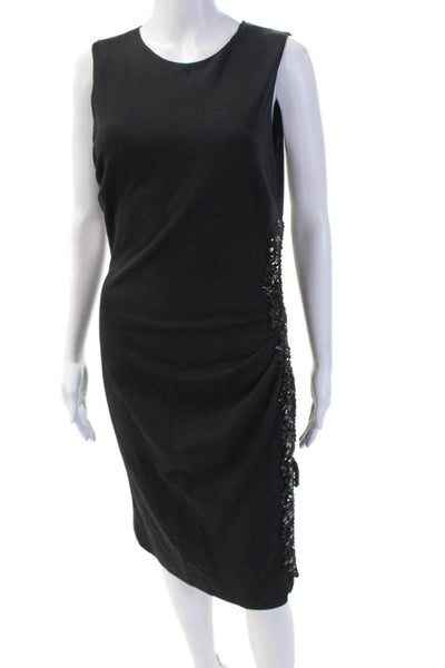 Escada Women Sheath Dress Black Sleeveless Round Neck Zip Size 36