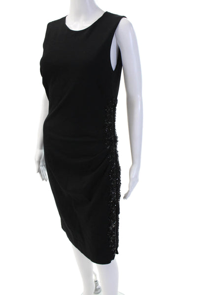 Escada Women Sheath Dress Black Sleeveless Round Neck Zip Size 36