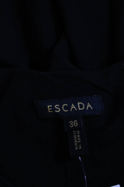 Escada Women Sheath Dress Black Sleeveless Round Neck Zip Size 36