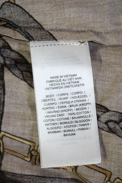 Lauren Ralph Lauren Women Collared Cotton Long Sleeve Button-Up Beige Size S