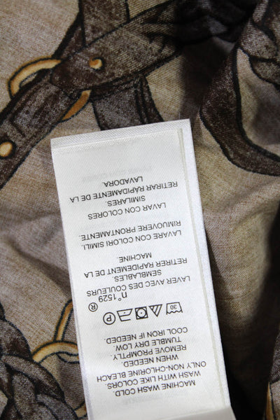 Lauren Ralph Lauren Women Collared Cotton Long Sleeve Button-Up Beige Size S