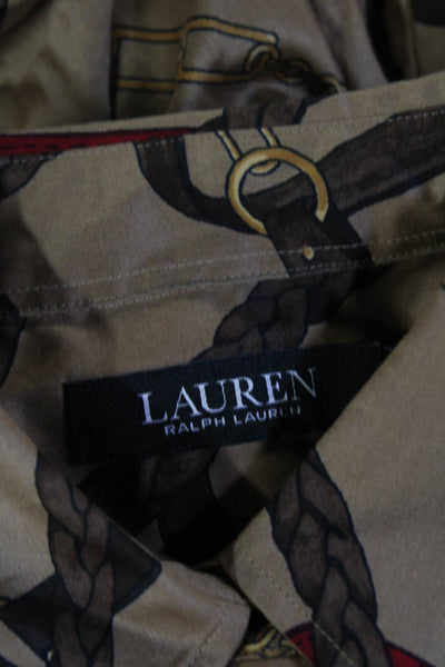 Lauren Ralph Lauren Women Collared Cotton Long Sleeve Button-Up Beige Size S