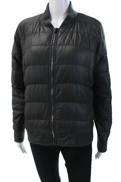 Athleta Unisex Quilted Puffer Bomber Jacket Black Zip Size M