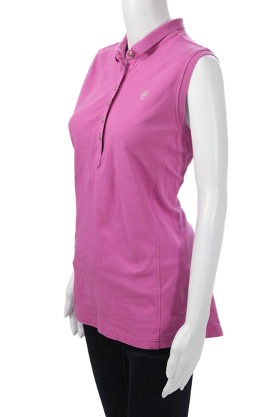 Ariat Womens Pink Sleeveless Collared Polo Basic Cowboy Size L
