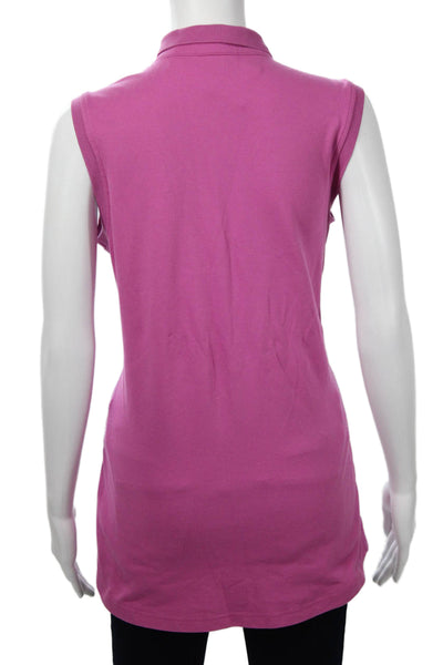 Ariat Womens Pink Sleeveless Collared Polo Basic Cowboy Size L
