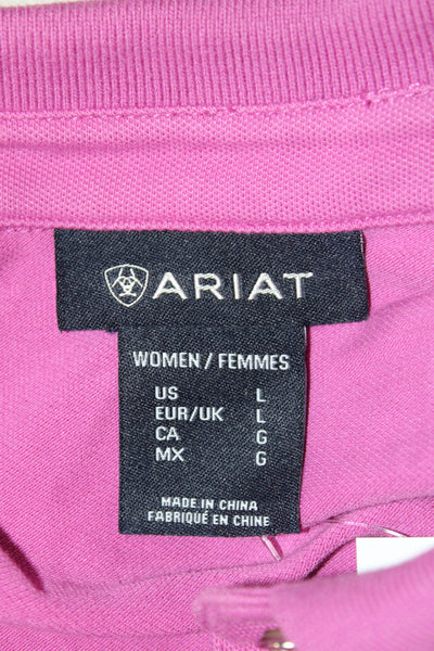 Ariat Womens Pink Sleeveless Collared Polo Basic Cowboy Size L