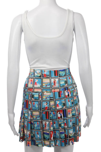 Lucky In Love Womens Mini Pleated Skort Black Graphic Print Polyester Size M