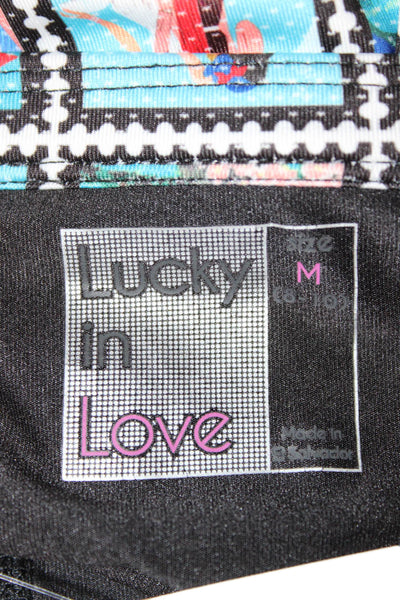 Lucky In Love Womens Mini Pleated Skort Black Graphic Print Polyester Size M