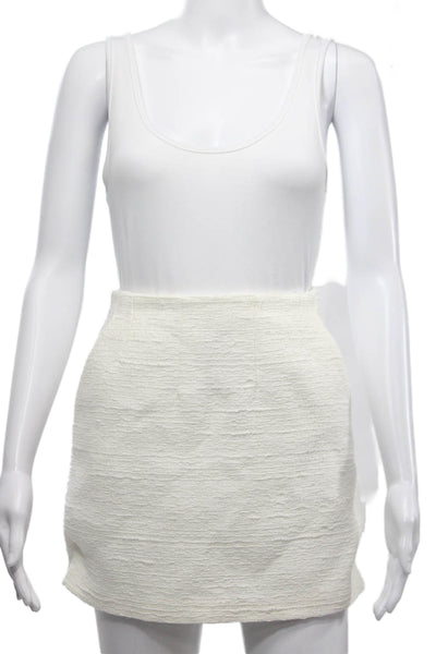 Babaton Womens Mini Straight Pencil Skirt White 51% Recycled Cotton Size 0