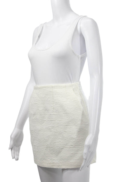 Babaton Womens Mini Straight Pencil Skirt White 51% Recycled Cotton Size 0