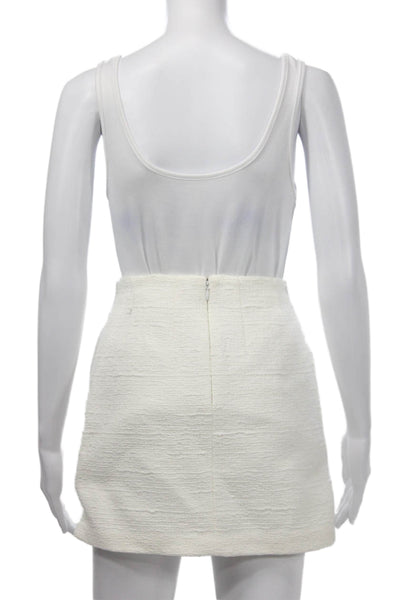 Babaton Womens Mini Straight Pencil Skirt White 51% Recycled Cotton Size 0