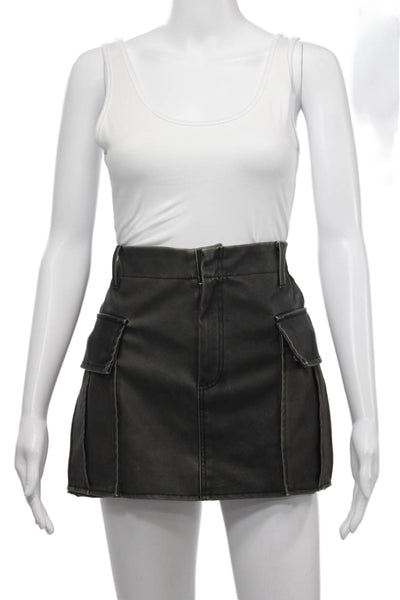 BLANKNYC Womens Cargo Mini Skort Dark Gray 60% PU 40% Polyester Size 26
