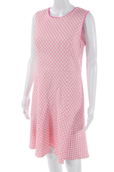 Shoshanna Womens Fit & Flare Sleeveless Pink Argyle Dress Size 8