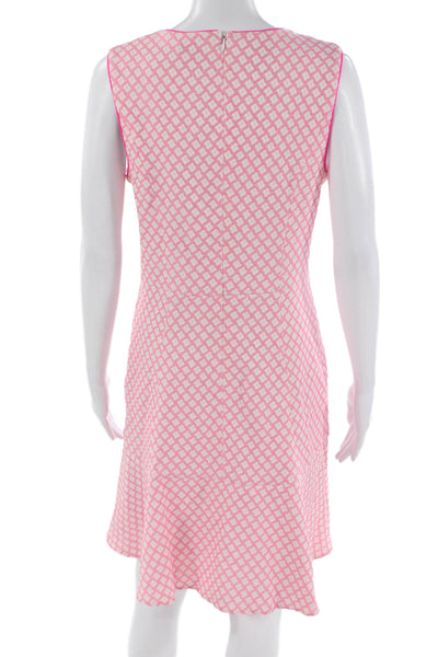 Shoshanna Womens Fit & Flare Sleeveless Pink Argyle Dress Size 8