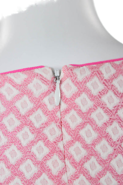 Shoshanna Womens Fit & Flare Sleeveless Pink Argyle Dress Size 8