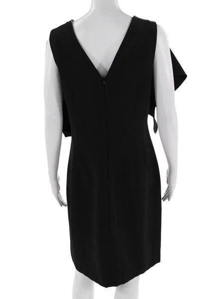 Nanette Nanette Lepore Womens Sheath Shift Dress Black V-Neck Midi Zip Size 8