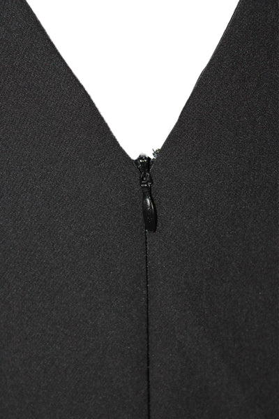 Nanette Nanette Lepore Womens Sheath Shift Dress Black V-Neck Midi Zip Size 8
