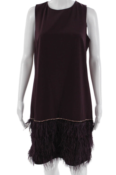 Tahari Womens Shift Dress Purple Sleeveless Round Neck Zip Short Size 10
