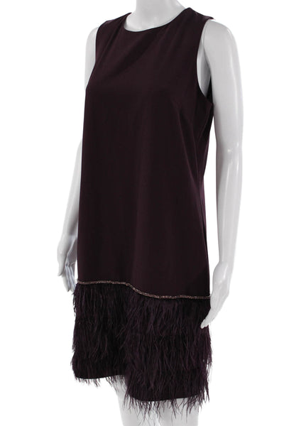 Tahari Womens Shift Dress Purple Sleeveless Round Neck Zip Short Size 10