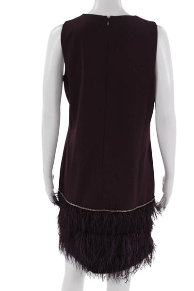 Tahari Womens Shift Dress Purple Sleeveless Round Neck Zip Short Size 10