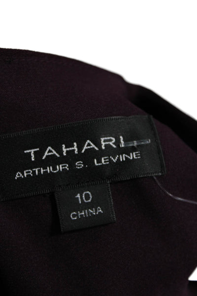 Tahari Womens Shift Dress Purple Sleeveless Round Neck Zip Short Size 10