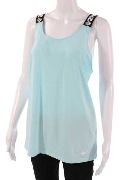 Nike Womens Basic Sleeveless Tunic Tank Light Blue Round Neck Size S