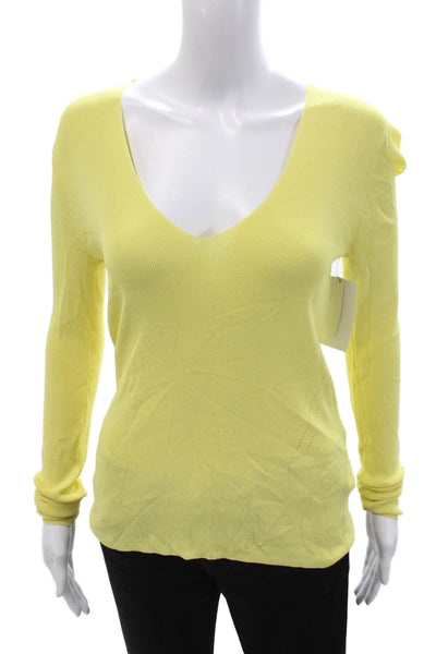 Equipment Femme Womens Yellow V-Neck Pullover Long Sleeve Viscose Size XS