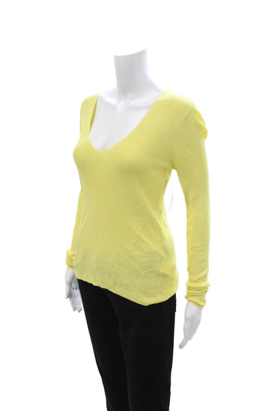 Equipment Femme Womens Yellow V-Neck Pullover Long Sleeve Viscose Size XS